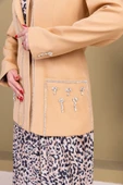 Leopar Desenli Ceketli Üçlü Takım 4715-Camel - 6