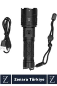 Premium Kamp Avcı Balıkçı Güvenlik Deprem 5 Modlu 3000 Lümen Güçlü Beyaz Işık Şarjlı El Feneri - 2