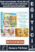 Eğitici Zeka El Göz Koordinasyon Geliştirici Çocuk 12 + 16 + 20 + 24 Parça "4 MEVSİM" 4 in 1 PUZZLE thumbnail 1
