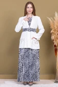 Leopar Desenli Ceketli Üçlü Takım 4715-Beyaz - 1