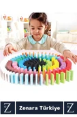 Çocuk Eğitici El Göz Koordinasyonu Zeka Üretkenlik Hayal Kurma El Becerisi Eğlenceli 100'lü DOMİNO thumbnail 2