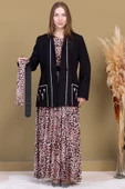 Leopar Desenli Ceketli Üçlü Takım 4715-Siyah - 2