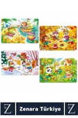 Eğitici Zeka El Göz Koordinasyon Geliştirici Çocuk 12 + 16 + 20 + 24 Parça "4 MEVSİM" 4 in 1 PUZZLE thumbnail 2