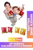 Başlangıç Seviye Çift Boğumlu 5-12 Yaş Çocuk Deniz Havuz Yüzme Öğrenme Meyve Desenli Şişme Kolluğu - 1