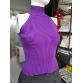 KOLSUZ YARIM BALIKÇI LASTİK ÖRGÜ TRİKO KAZAK - RENK: MOR - BEDEN: S/M (36/38) - BEDEN BOYU : 55 cm - 1