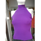 KOLSUZ YARIM BALIKÇI LASTİK ÖRGÜ TRİKO KAZAK - RENK: MOR - BEDEN: S/M (36/38) - BEDEN BOYU : 55 cm - 2