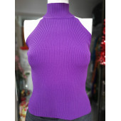 KOLSUZ YARIM BALIKÇI LASTİK ÖRGÜ TRİKO KAZAK - RENK: MOR - BEDEN: S/M (36/38) - BEDEN BOYU : 55 cm - 3