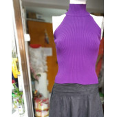 KOLSUZ YARIM BALIKÇI LASTİK ÖRGÜ TRİKO KAZAK - RENK: MOR - BEDEN: S/M (36/38) - BEDEN BOYU : 55 cm - 4