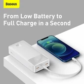 Baseus Bipow Dijital Ekranlı 20W 30.000 mAh Powerbank Beyaz - 2
