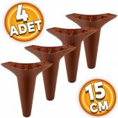 Aspen Lüks Mobilya Kanepe Sehpa TV Ünitesi Koltuk Ayağı 15 cm Kahverengi Ahşap Desenli Baza Ayak (4 ADET) - 1