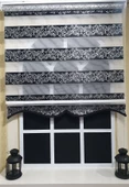 Zebra Stor Perde Siyah Sarmaşık Desen Gümüş Simli  Etek Dilimli STB9300 V 03  Siyah 70 x 200 - 3