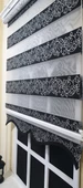 Zebra Stor Perde Siyah Sarmaşık Desen Gümüş Simli  Etek Dilimli STB9300 V 03  Siyah 70 x 200 - 1