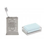 ZBOSP-C142 DİŞ FIRÇALIK VE SABUNLUK 2 Lİ BANYO SETİ''GÜMÜŞ MODEL thumbnail 2