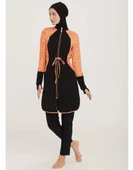 Adasea Inesa 4431 Siyah Turuncu Tam Boy  Tasarım Tesettür Mayo thumbnail 4