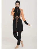 Adasea Inesa 4431 Siyah Turuncu Tam Boy  Tasarım Tesettür Mayo thumbnail 8