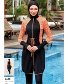 Adasea Inesa 4431 Siyah Turuncu Tam Boy  Tasarım Tesettür Mayo thumbnail 3