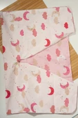 Bulut ve Ay Desenli Pamuklu Puset Örtüsü – Pembe - 2