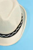 Yazlık Örgü Fedora Şapka Krem - 3