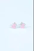 Bebek Ayağı Gümüş Küpe Pembe - 1