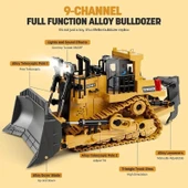 Uzaktan Kumandalı Buldozer Işıklı İnşaat Aracı 7-12 Yaş Erkek Çocuklar İçin - 5