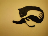 Byr Kollarında bir kedi  2d Tablo T5166496 3D - 2