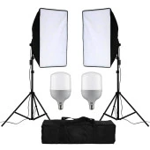 Cazip Shop Video Softbox Sabit Işık Seti Sürekli Işık 50X70 LED Işık 200 cm Ayak 2'li Set - 1