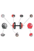 Spor 10 Kg(2 X 5KG) Grip Plate Dumbbell Set Kırmızı Siyah - 5