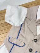 Kıl Biyeli Gömlekli Gabardin 3'lü Erkek Takım Kahverengi thumbnail 5