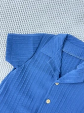 Pamela Kabartma Çizgili Gömlekli Yazlık Erkek 2'li Takım Mavi thumbnail 4