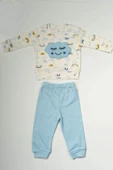 Bulut Kabartmalı Gökyüzü Desenli 2'li Bebek Takımı  Mavi thumbnail 1