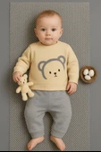 Ayıcık Desenli Erkek Bebek Eşofman Takımı Gri thumbnail 1