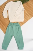 Ayıcık Nakışlı Uzun Kollu 2'li Erkek Eşofman Takımı Mint thumbnail 2