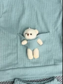 Kız Bebek Basic Eşofman Takımı Bisiklet Yaka Ribanalı Paça Uzun Kol Açık Yeşil thumbnail 3