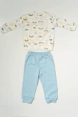 Bulut Kabartmalı Gökyüzü Desenli 2'li Bebek Takımı  Mavi thumbnail 2