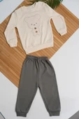 Ayıcık Nakışlı Uzun Kollu 2'li Erkek Eşofman Takımı Haki thumbnail 1