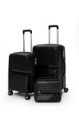 Elatae Exclusive Pro Polipropilen Kırılmaz 3'lü Valiz Seti Orta - Kabin Boy ve Makyaj Çantası Siyah 5239 thumbnail 1