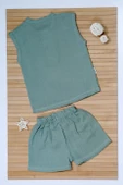 Koyu Yeşil Müslin Şortlu Takım thumbnail 3