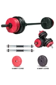 Spor 18 Kg Kırmızı Siyah Halter Seti Ve Dambıl Seti - 1