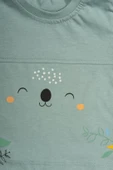 Koala Yüz Baskılı ve Çiçek Desenli 2'li Bebek Takımı Turkuaz thumbnail 3