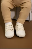 Bağcıklı Unisex Bebek İlk Adım Ayakkabısı Krem - 1