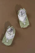 Fiyonklu Kız Bebek Babet Ayakkabı İnci Detaylı Cırt Cırtlı Yeşil thumbnail 1