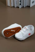 İlk Adım Ayakkabısı Yumuşak Tabanlı Bağcıklı Bebek Ayakkabısı Beyaz - 5