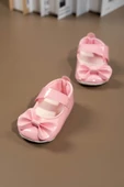 Pembe Rugan Fiyonklu Kız Bebek Babet Ayakkabısı Pembe - 1