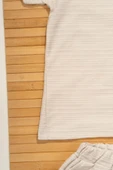 Düğmeli Tişört ve Bağcıklı Cepli Şort Erkek Takımı Krem - 3