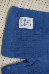 Müslin Ayıcıklı 2'li Erkek Şortlu Takım  Beyaz & Mavi thumbnail 4