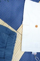 Müslin Ayıcıklı 2'li Erkek Şortlu Takım  Beyaz & Mavi thumbnail 5