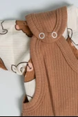Ayıcık Aksesuarlı Çıtçıtlı Erkek Bebek Tulum Takımı Kahverengi - 4