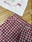 Ekose Şortlu Ayı Baskılı Kız Bebek Takımı Kırmızı thumbnail 4