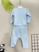 Erkek Çocuk Eşofman Takımı Panda Bisiklet Yaka Ribanalı Paça Uzun Kol Mavi thumbnail 3