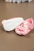 Pembe Rugan Fiyonklu Kız Bebek Babet Ayakkabısı Pembe - 4